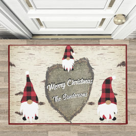Felpudo Feliz Navidad Búfalo Rojo Pintado Gnomes Doormat