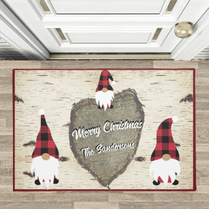 Felpudo Feliz Navidad Búfalo Rojo Pintado Gnomes Doormat
