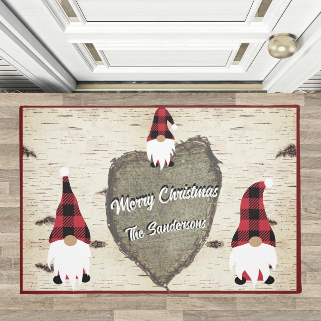 Felpudo Feliz Navidad Búfalo Rojo Pintado Gnomes Doormat (Subido por el creador)