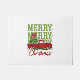 Felpudo Feliz Navidad Camioneta Roja Familia Pareo Pijama
