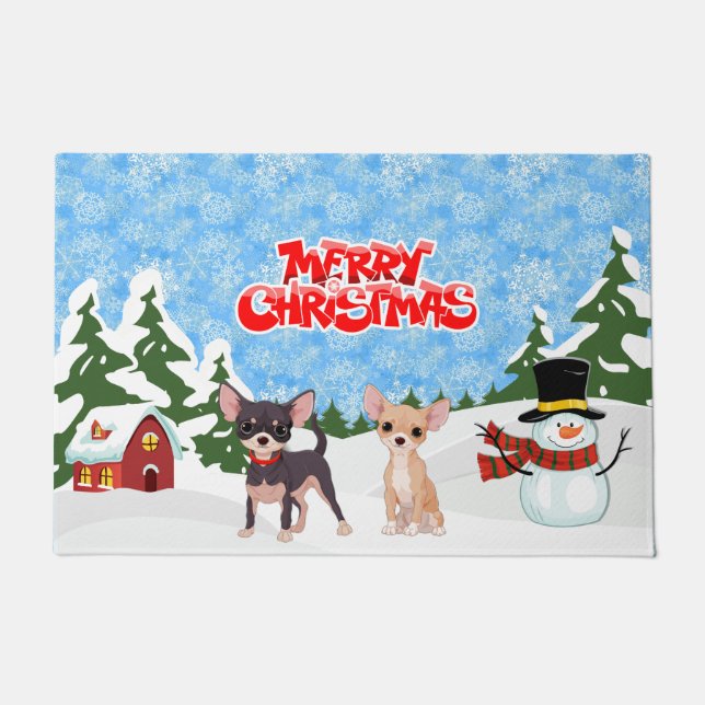 Felpudo Feliz Navidad Chihuahuas (Anverso)