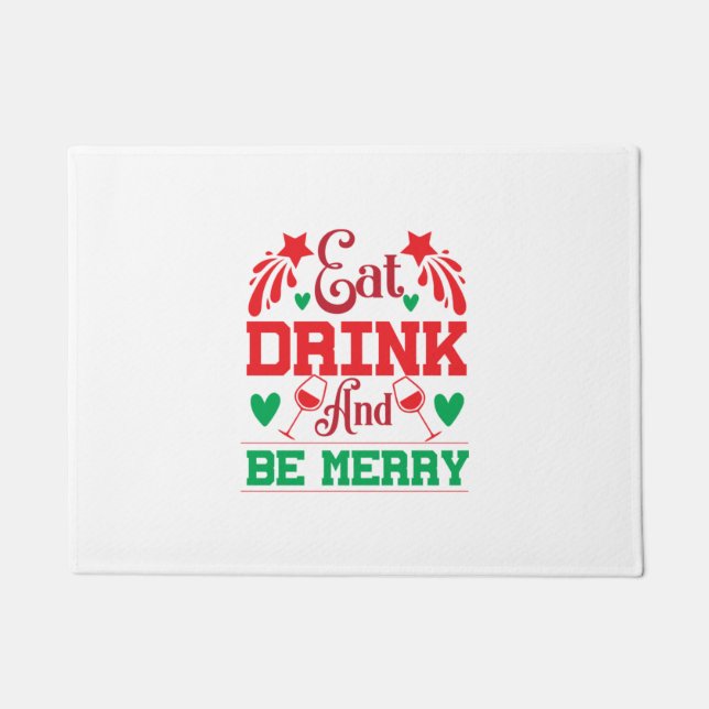 Felpudo Feliz Navidad Comer Bebida Y Ser Feliz (Anverso)