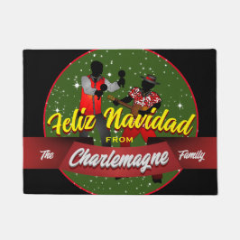 Felpudo Feliz Navidad con Parranderos y NOMBRE DE FAMILIA