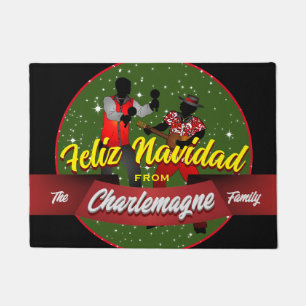 Felpudo Feliz Navidad con Parranderos y NOMBRE DE FAMILIA