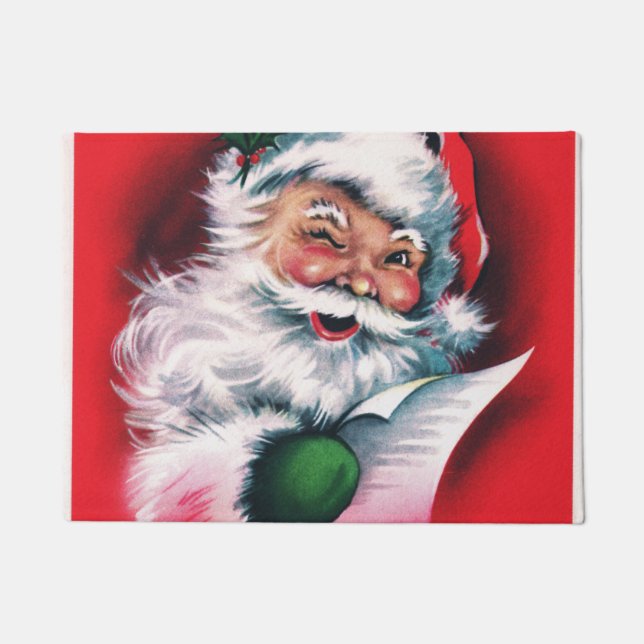 Felpudo Feliz Navidad, cosecha, retro, Santa Claus, feliz  (Anverso)