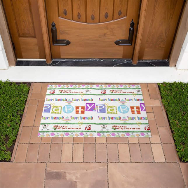 Felpudo Feliz Navidad cumpleaños Matt Doormat (Exterior)
