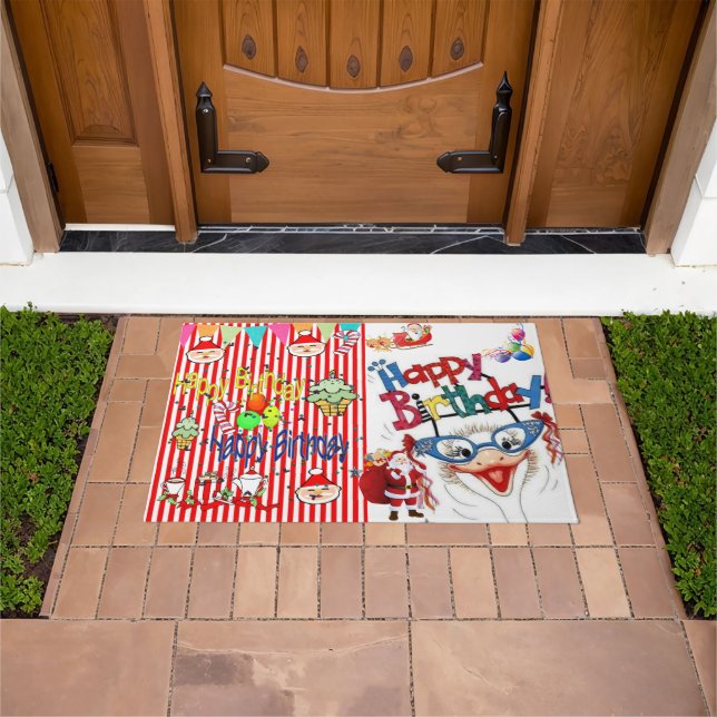 Felpudo Feliz Navidad cumpleaños Matt Doormat (Exterior)