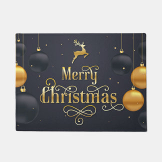 Felpudo Feliz Navidad Elegante Navidad Oro Negro