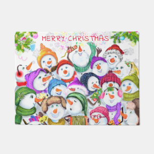 Felpudo Feliz Navidad fiesta Snowmans Doormat