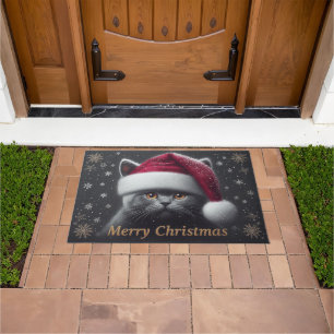 Felpudo Feliz Navidad, gato de Bombay, navidad, gato de Sa