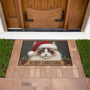 Felpudo Feliz Navidad Gato Ragdoll, Navidad Santa Ragdoll