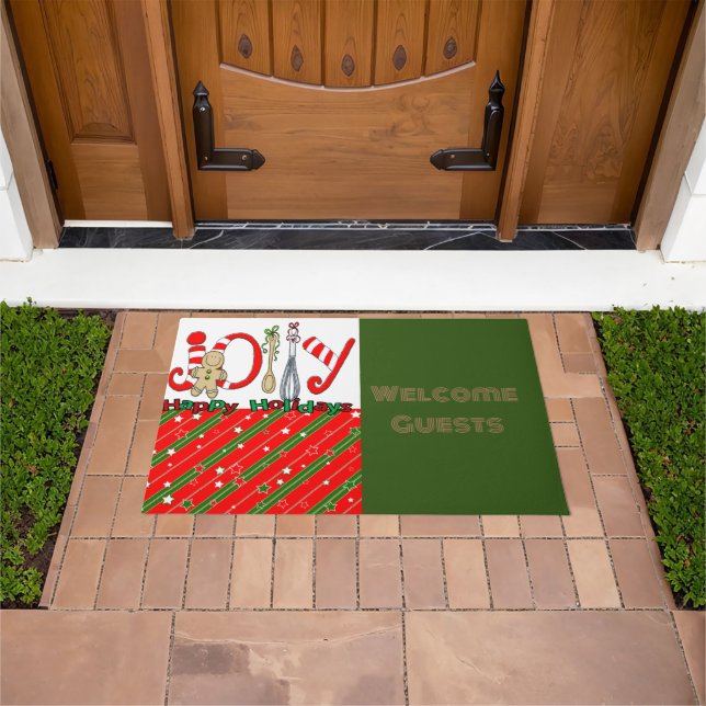 Felpudo Feliz Navidad Gingerman Green Matt Doormat (Exterior)