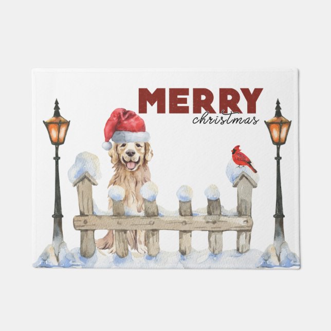 Felpudo Feliz Navidad Golden Retriever (Anverso)