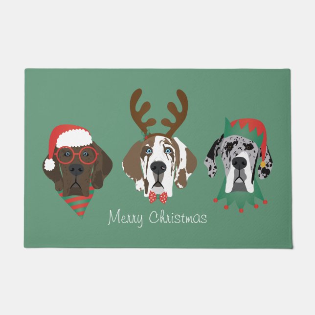 Felpudo Feliz Navidad Grandes perros daneses (Anverso)