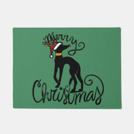 Felpudo Feliz Navidad Greyhound Reindeer
