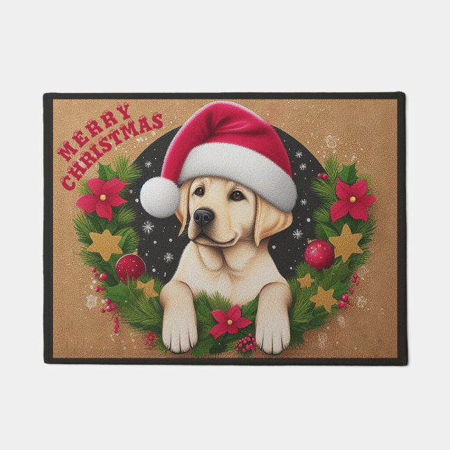 Felpudo Feliz Navidad Labrador Recuperador de Perro Navida (Anverso)