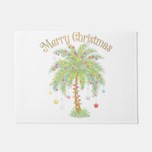 Felpudo Feliz Navidad Luz de Palma Año Nuevo Tropical
