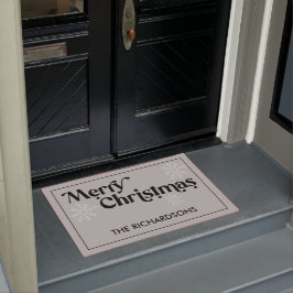 Felpudo Feliz Navidad, nombre de familia Snowflakes Grey