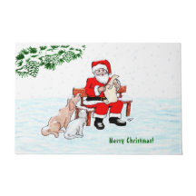 Feliz Navidad! Papá Noel con gato y perro