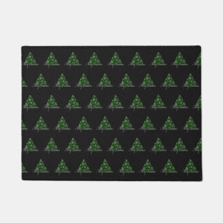 Felpudo Feliz Navidad Patrón de árbol de vacaciones Verde