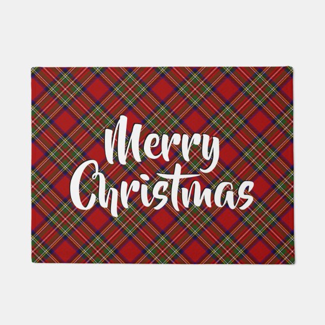 Felpudo Feliz Navidad Plaid Royal Stewart (Anverso)