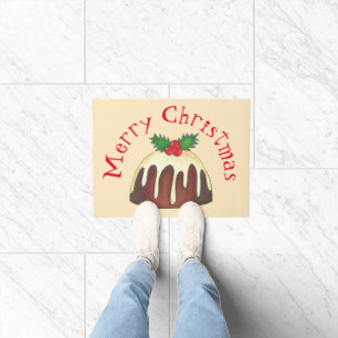 Felpudo Feliz Navidad Pluma Pudding Holly Leaf Holiday