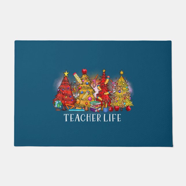 Felpudo Feliz Navidad Profesor Árboles navideños Tye (Anverso)