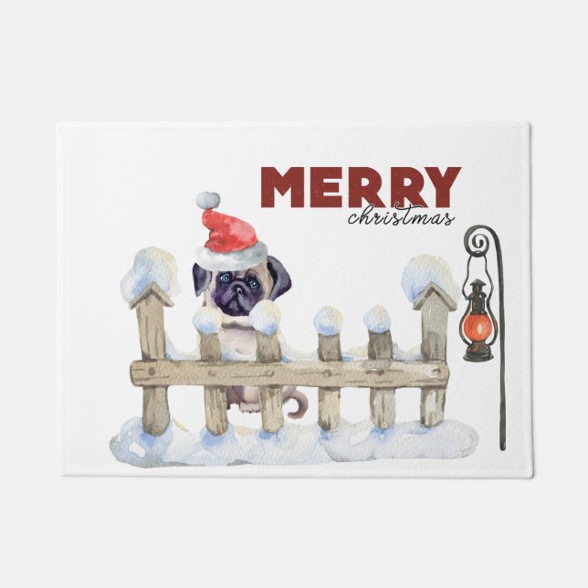 Felpudo Feliz Navidad Pug (Anverso)