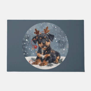 Felpudo Feliz Navidad Rottweiler Perro Reno