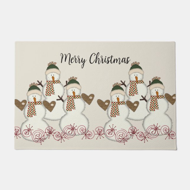 Felpudo Feliz Navidad Snowman Matt Doormat (Anverso)