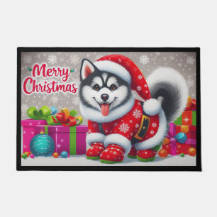 Felpudo Feliz Navidad Sunsical Siberian Husky Dog Xmas