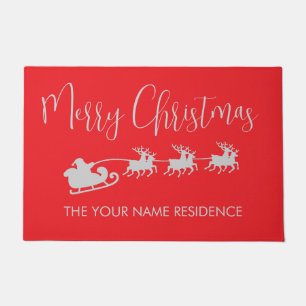 Felpudo Feliz Navidad trineo italiano personalizado reside