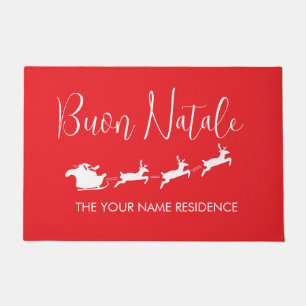 Felpudo Feliz Navidad trineo italiano personalizado reside