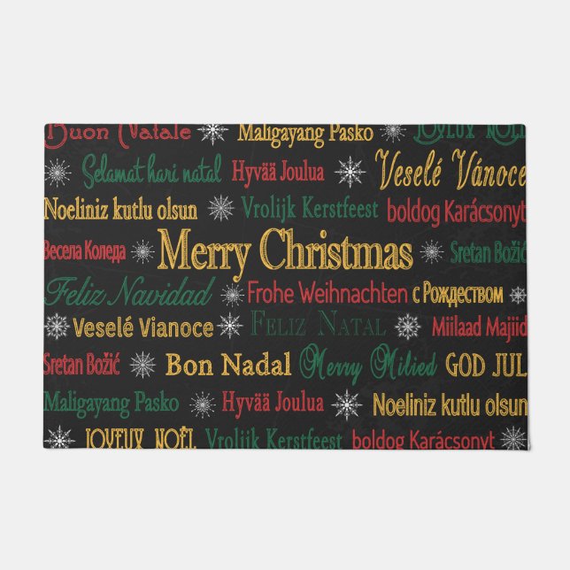 Felpudo Feliz Navidad y saludos en diferentes idiomas | (Anverso)