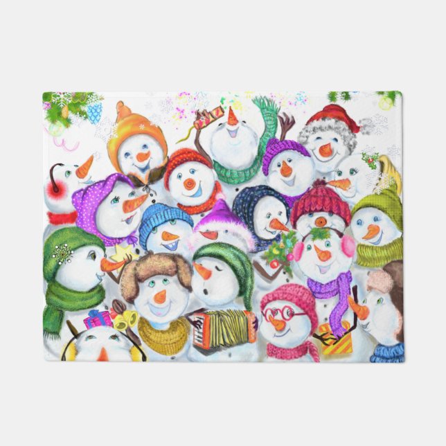 Felpudo Feliz Navidades de Snowmans Fiesta Funny Doormat (Anverso)
