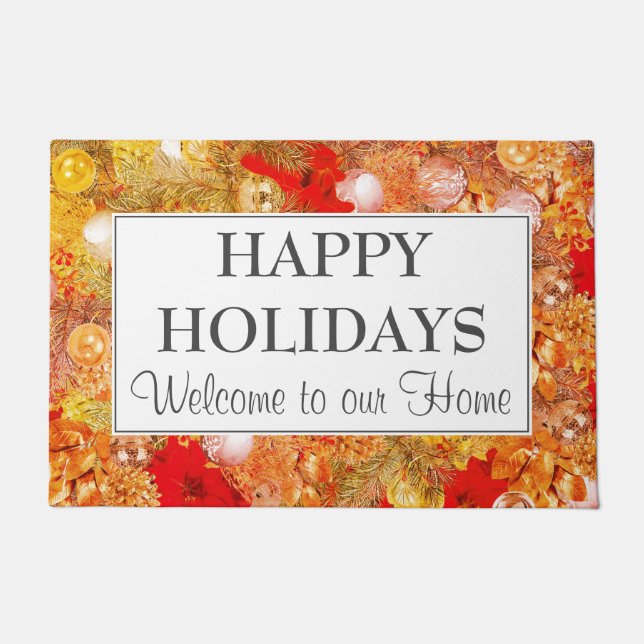 Felpudo FELIZ Navidades Personalizados DE VACACIONES (Anverso)