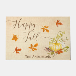 Felpudo Feliz otoño | Hojas de otoño y calabaza