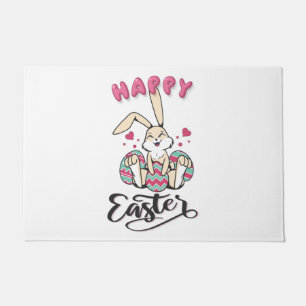 Felpudo Feliz Pascua de parte del simpático conejo de Pasc