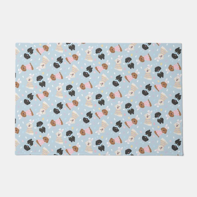 Felpudo Feliz Pascua Maltipoo Perros (Anverso)