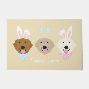 Felpudo Feliz Pascua Perros Retriever Dorados