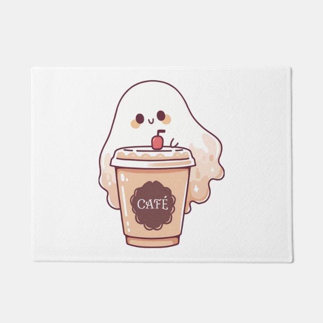 Felpudo Feliz Pegatina de café a Ghost Loves (Anverso)