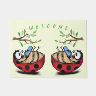 Felpudo Feliz Primavera Ladybugs Funny Doormat Welcome