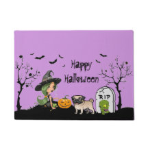 Feliz Pug De Halloween Y Mala Bruja