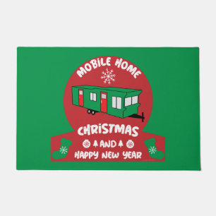 Felpudo Feliz regalo estático de navidad en casa navideña