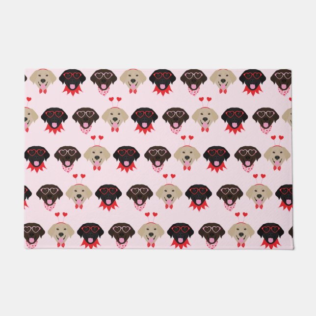 Felpudo Feliz San Valentín Labrador recuperar perros (Anverso)