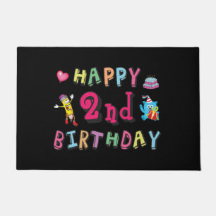 Felpudo Feliz segundo cumpleaños. 2 años al día.