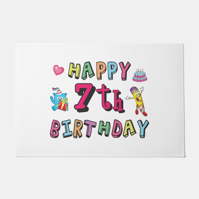 Felpudo Feliz séptimo cumpleaños. De 7 años. (Anverso)