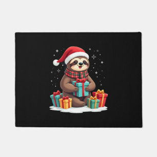 Felpudo Feliz Slothmas lindo perezoso de Navidad sombrero