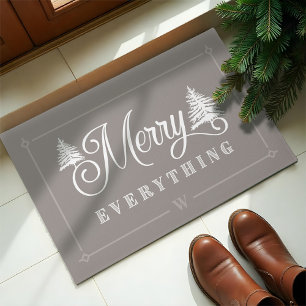 Felpudo Feliz Todo Gris Pino Árbol Familia Monograma