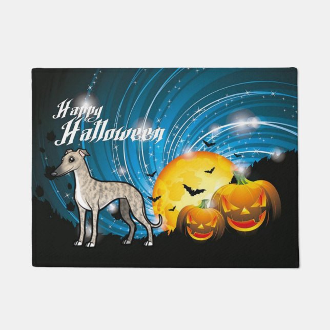 Felpudo Feliz Whippet de Halloween (Anverso)